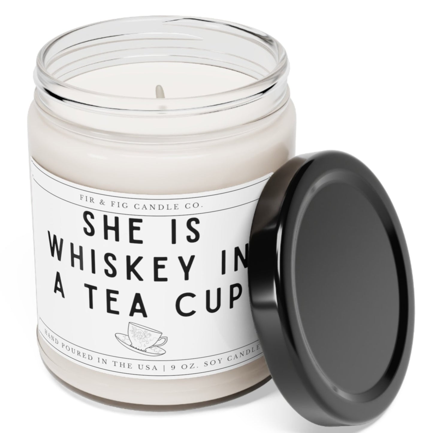 She is WHISKEY in a Tea Cup 100% Eco-Friendly 9oz Soy Candle, Funny Candle Gift, Gift for Him,Gift for Her, Gift Mode Candle, Whiskey Candle, #SoyCandle,EcoFriendly,FunnyGift,GiftForHer,HomeDecor,Humor,CandleLover,Whiskey In A Tea Cup