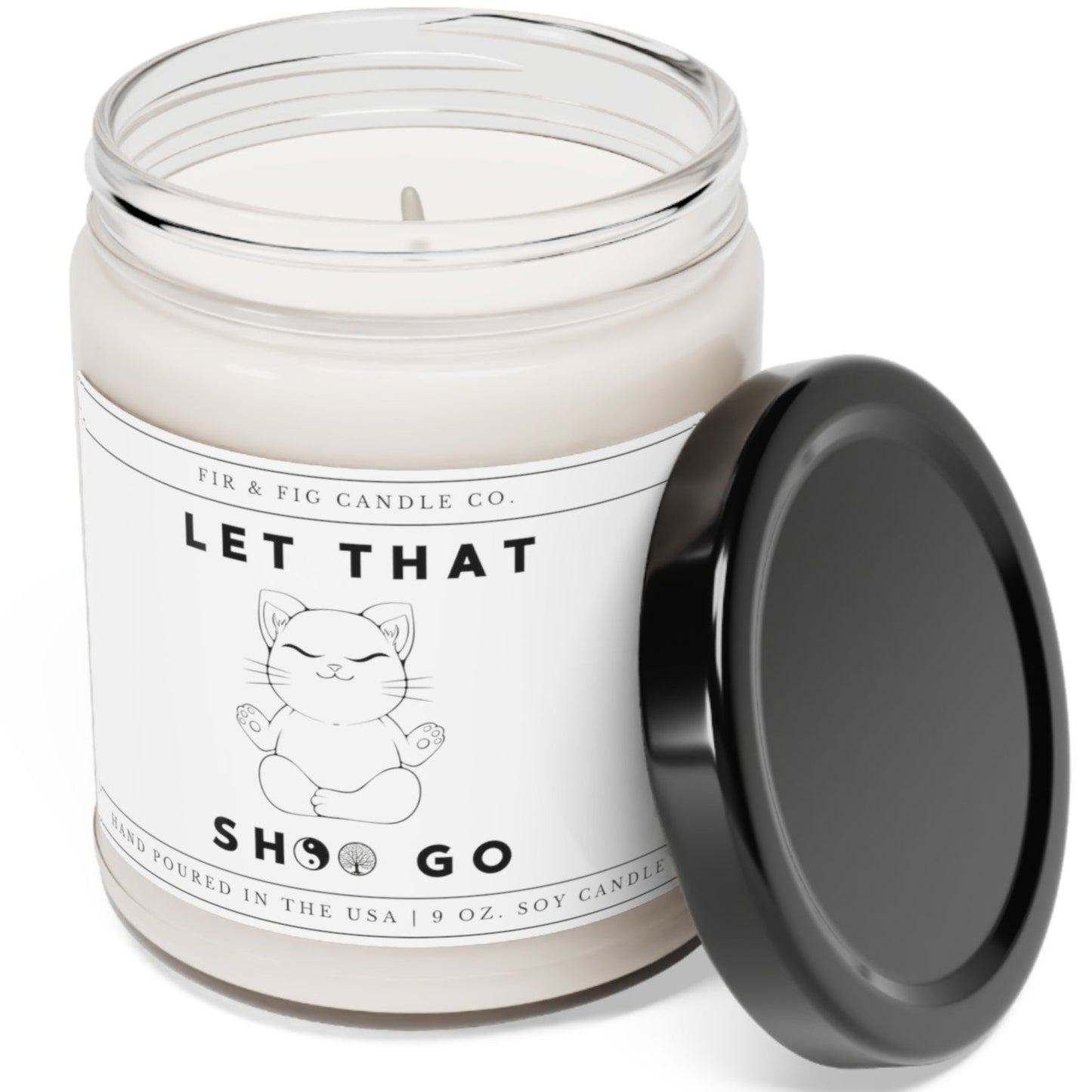 Let That SH*! Go 100% Eco-Friendly 9oz Soy Candle, Funny Candle Gift, Gift for Him, Gift for Her, Gift for Mom, Zen Cat Decor, Cat Lovers