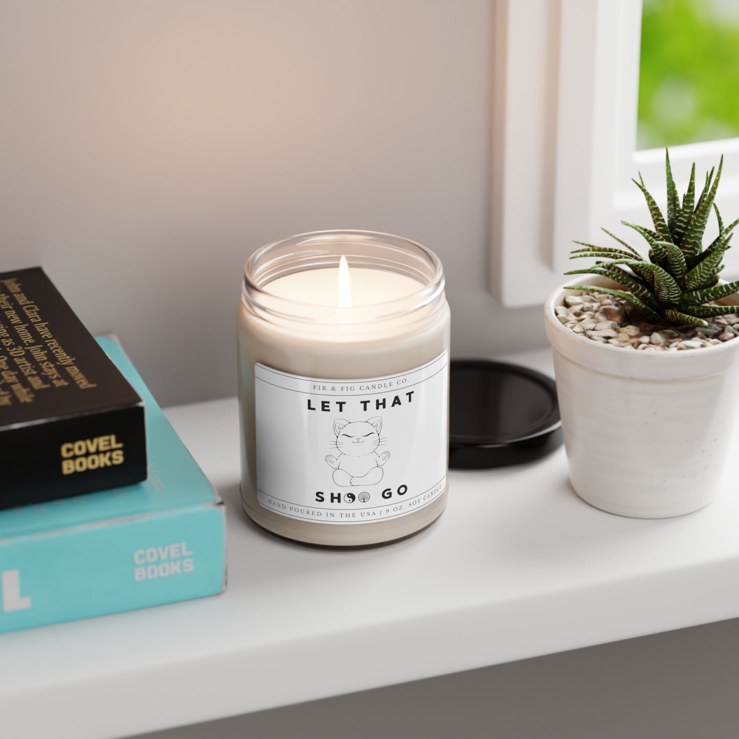 Let That SH*! Go 100% Eco-Friendly 9oz Soy Candle, Funny Candle Gift, Gift for Him, Gift for Her, Gift for Mom, Zen Cat Decor, Cat Lovers, Eco-Friendly Fragrance, Humorous Home Decor, Gift for Cat Lovers, Relaxation with a Twist