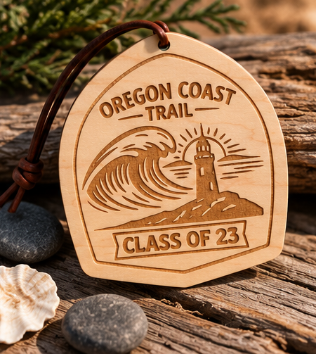 Oregon Coast Trail Wooden Hangtag – Personalized Hiking Tag