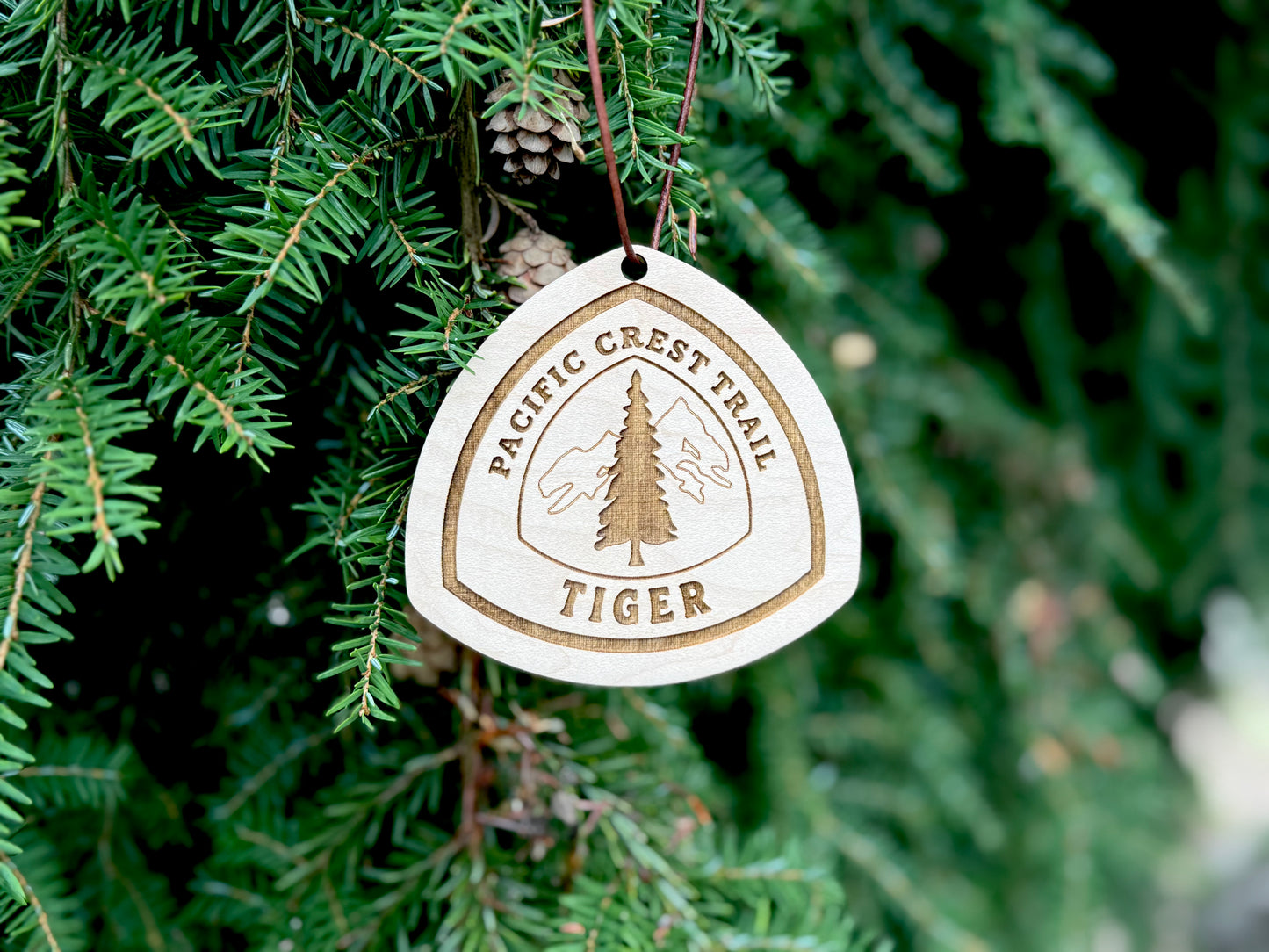 Celebrate Your Trail Name Lightweight Custom Backpack Tag, Personalized Wood Hiking Badge for Pacific Crest Trail PCT Hiker Trail Angel Gift