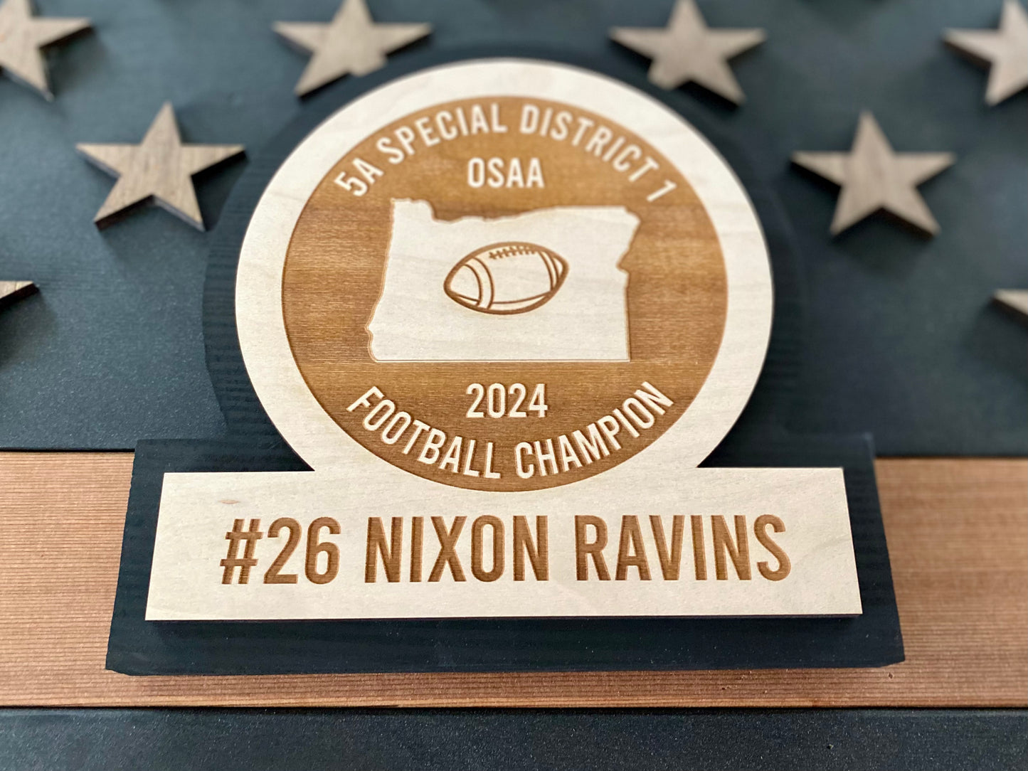 Custom Lasered Wooden Award Plaque – Personalized Recognition for Any State, Sport, Player, Manager or Coach