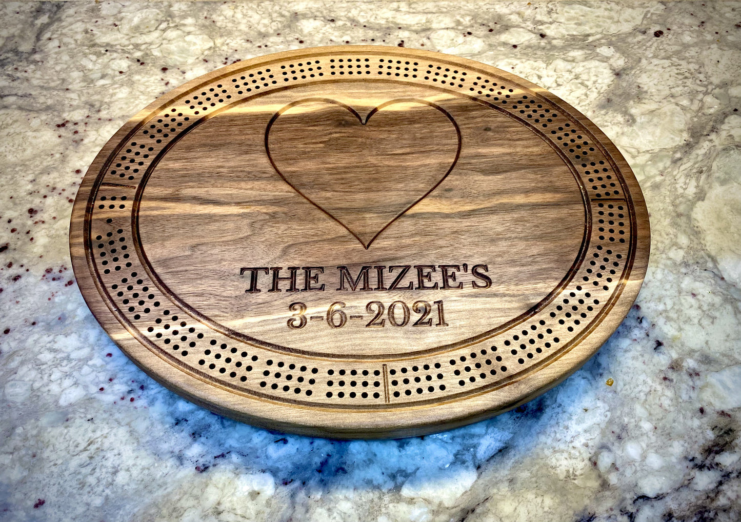 Custom Oregon Black Walnut Cribbage Board Gift - Eastman Custom Designs
