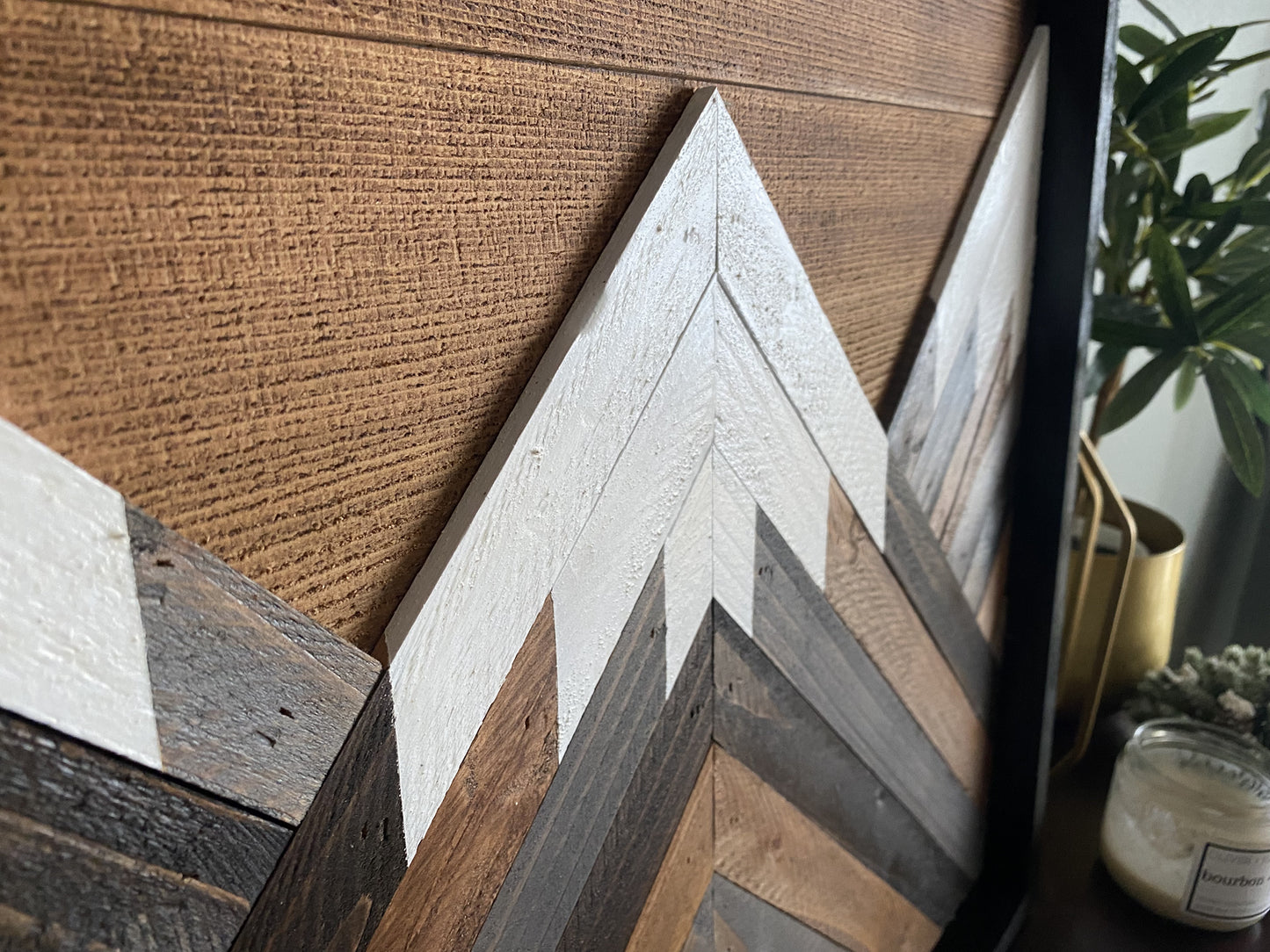 20x20 Custom Rustic Mountain Wood Wall Art – Handcrafted from Reclaimed Wood