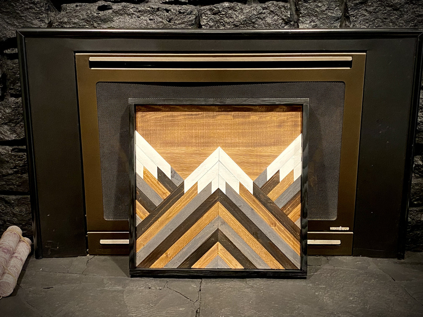 20x20 Custom Rustic Mountain Wood Wall Art – Handcrafted from Reclaimed Wood