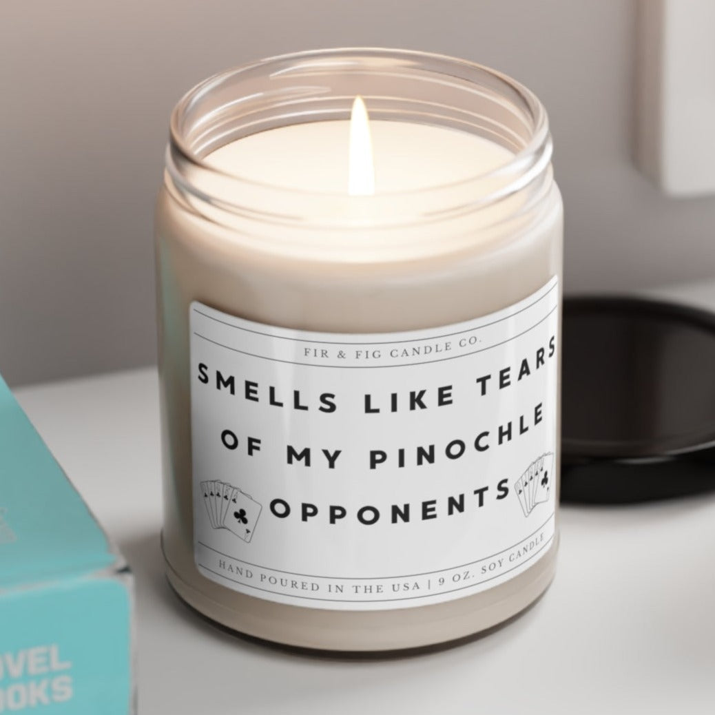 Smells Like Tears of my PINOCHLE Opponents 100% Eco-Friendly 9oz Soy Candle, Pinochle candle, pinochle gift for men and women, pinochle gift