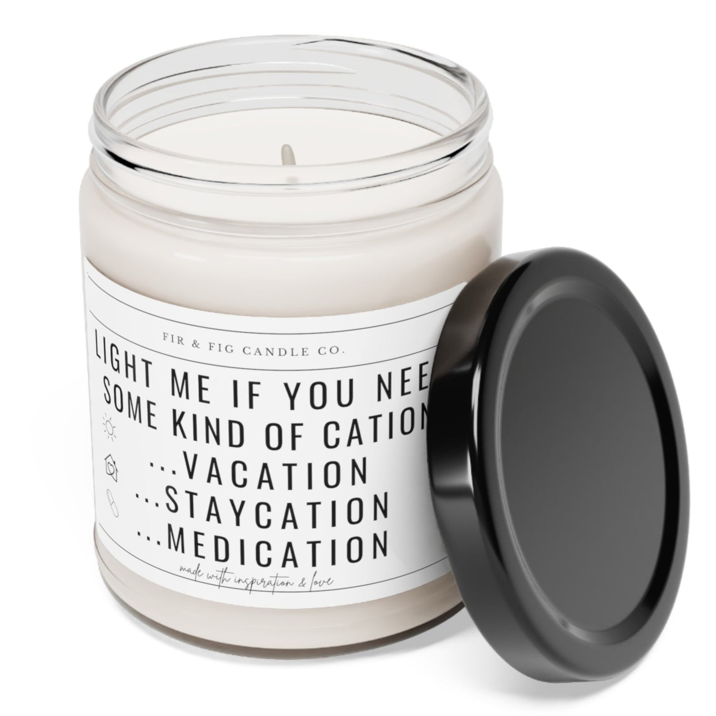 Vacation Staycation Medication Eco-Friendly 100% Soy Candle, Airbnb Welcome candle, Staycation Candle, Candle Gift for Stay At Home Vacation