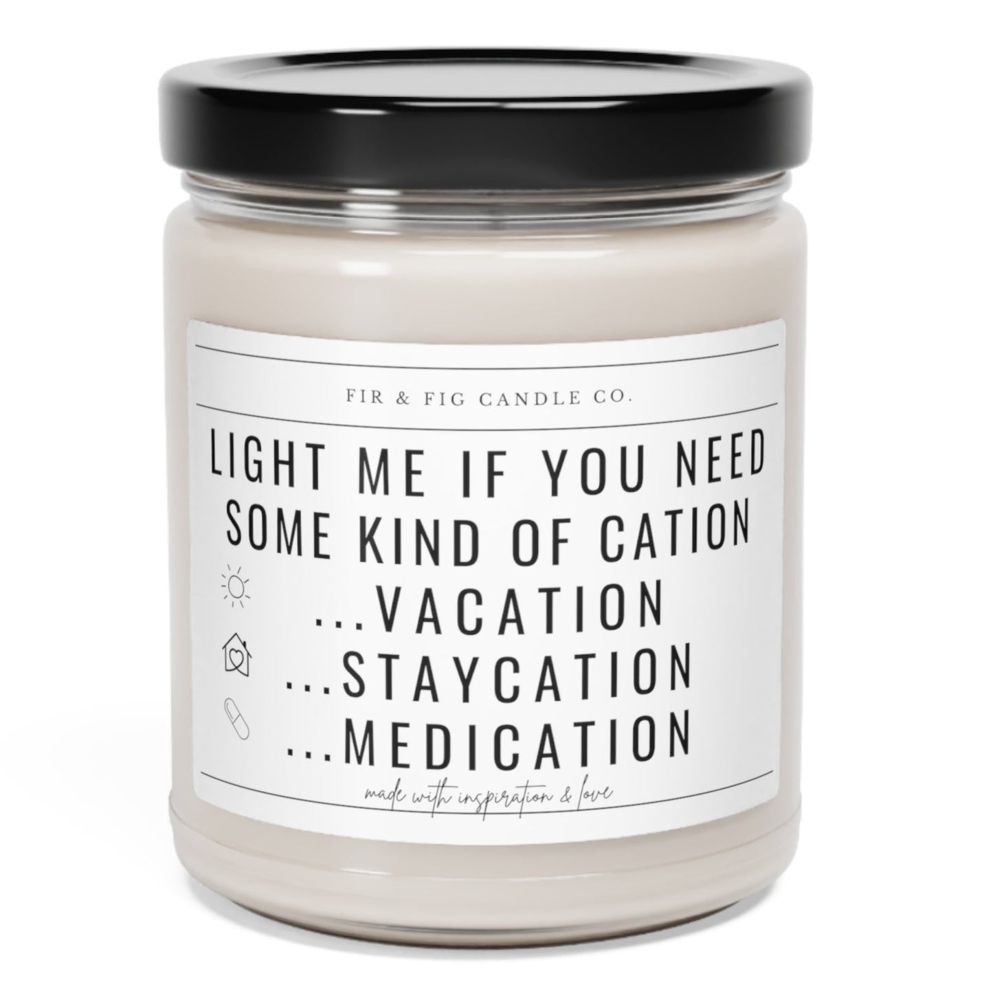 Vacation Staycation Medication Eco-Friendly 100% Soy Candle, Airbnb Welcome candle, Staycation Candle, Candle Gift for Stay At Home Vacation