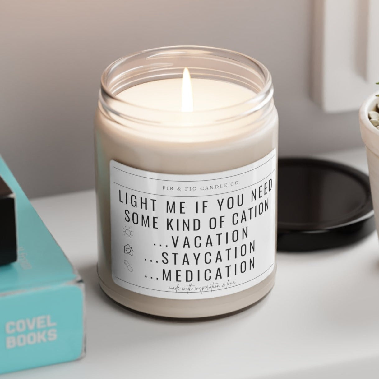 Vacation Staycation Medication Eco-Friendly 100% Soy Candle, Airbnb Welcome candle, Staycation Candle, Candle Gift for Stay At Home Vacation