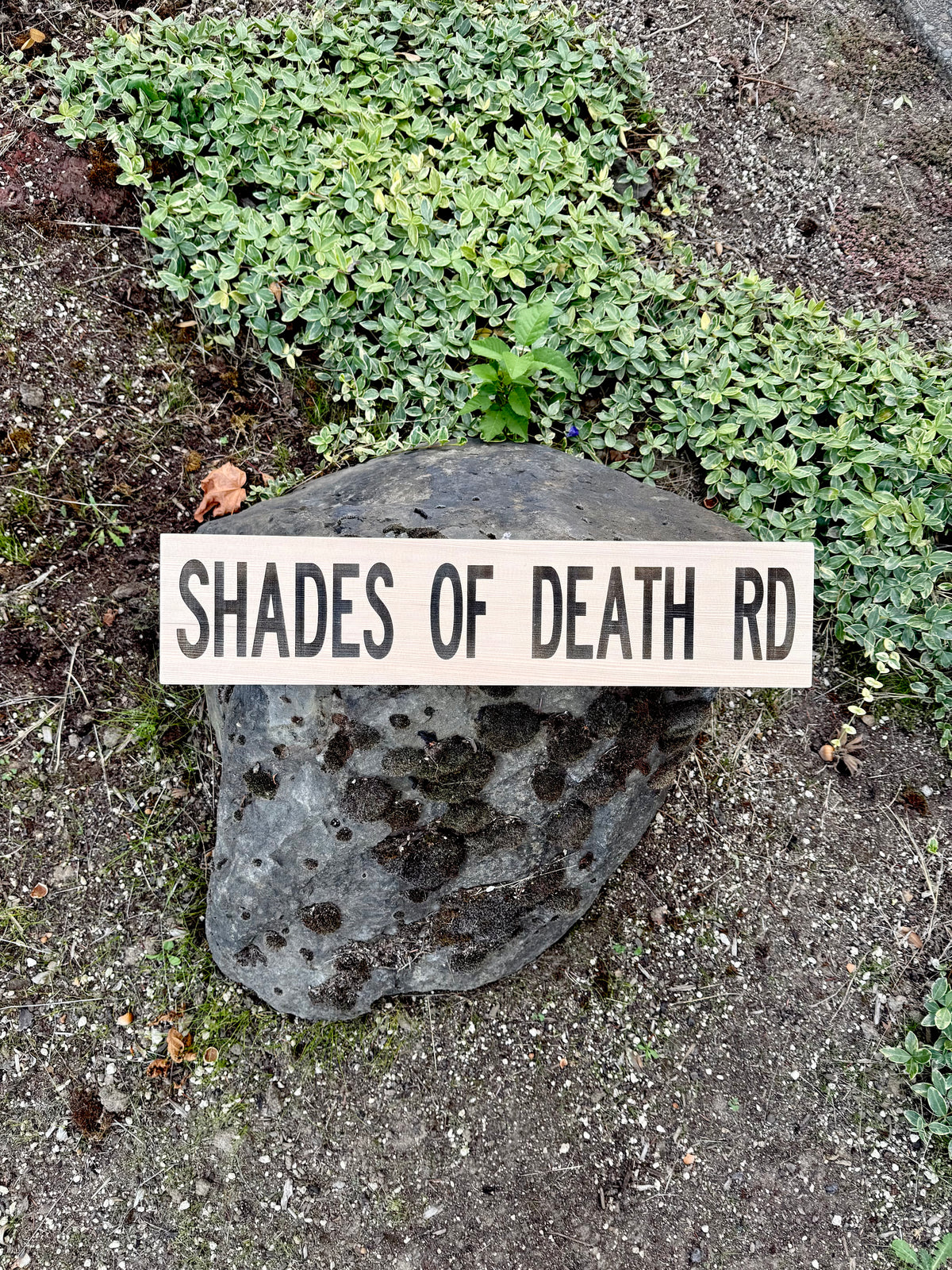 Shades of Death Road Wood Sign – Rustic Horror & Roadside Decor