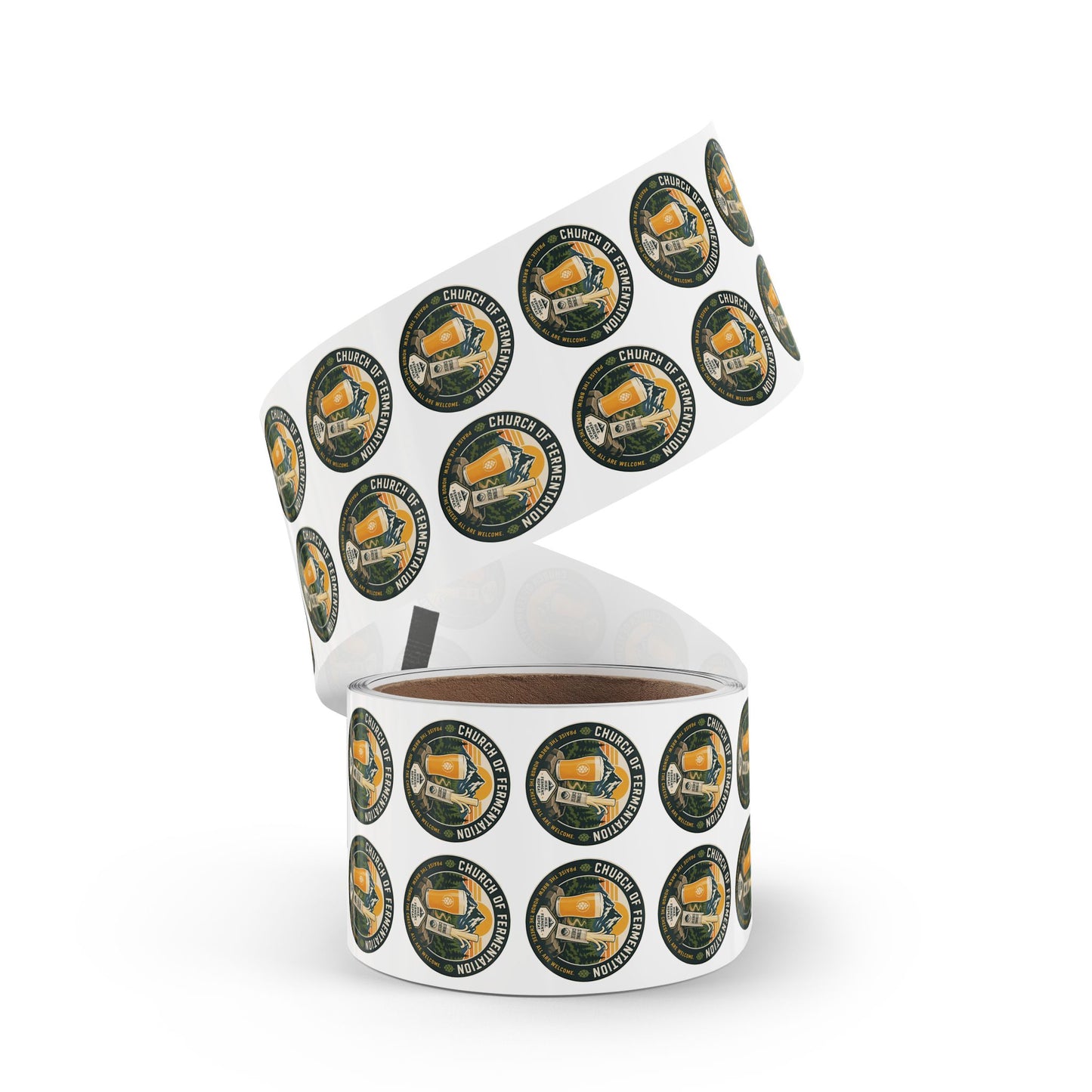 Round Sticker Rolls — 'Church of Fermentation' Beer & Cheese Brewing Label