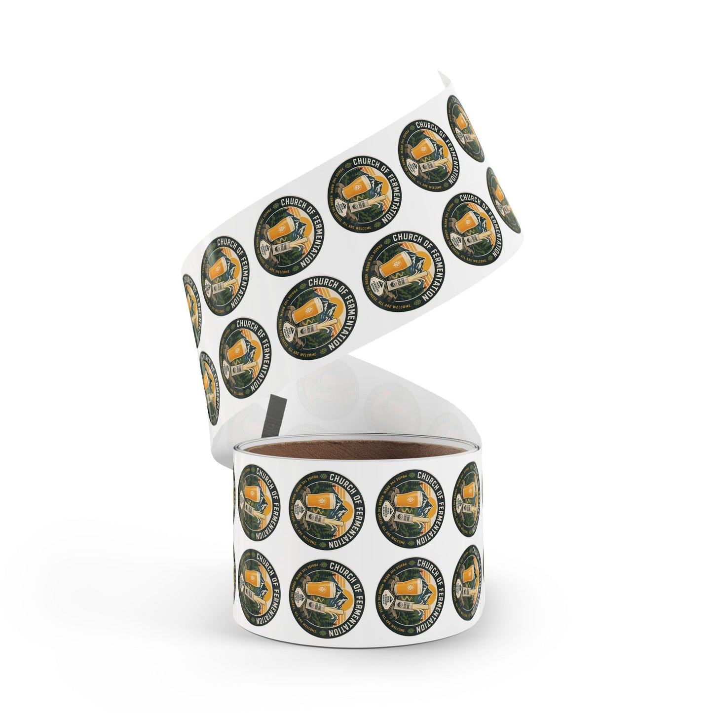 Round Sticker Rolls — 'Church of Fermentation' Beer & Cheese Brewing Label