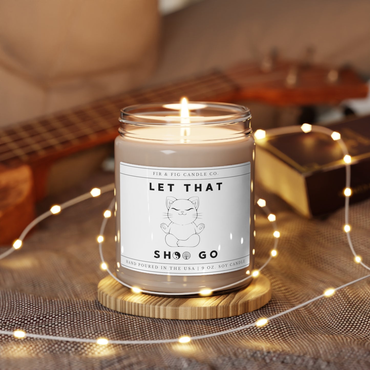 Let That SH*! Go 100% Eco-Friendly 9oz Soy Candle, Funny Candle Gift, Gift for Him, Gift for Her, Gift for Mom, Zen Cat Decor, Cat Lovers, Eco-Friendly Fragrance, Humorous Home Decor, Gift for Cat Lovers, Relaxation with a Twist