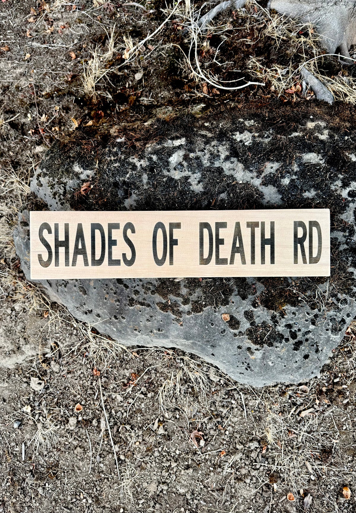 Shades of Death Road Wood Sign – Rustic Horror & Roadside Decor