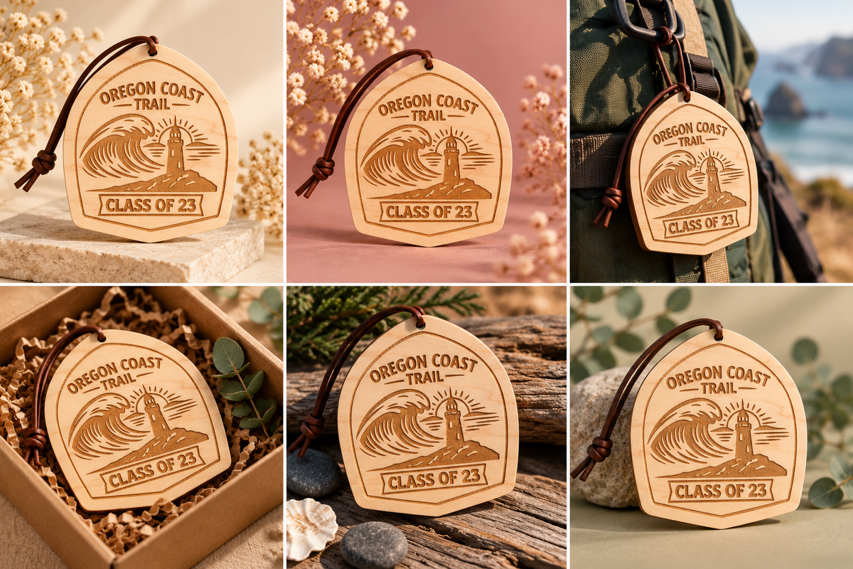 Oregon Coast Trail Wooden Hangtag – Personalized Hiking Tag