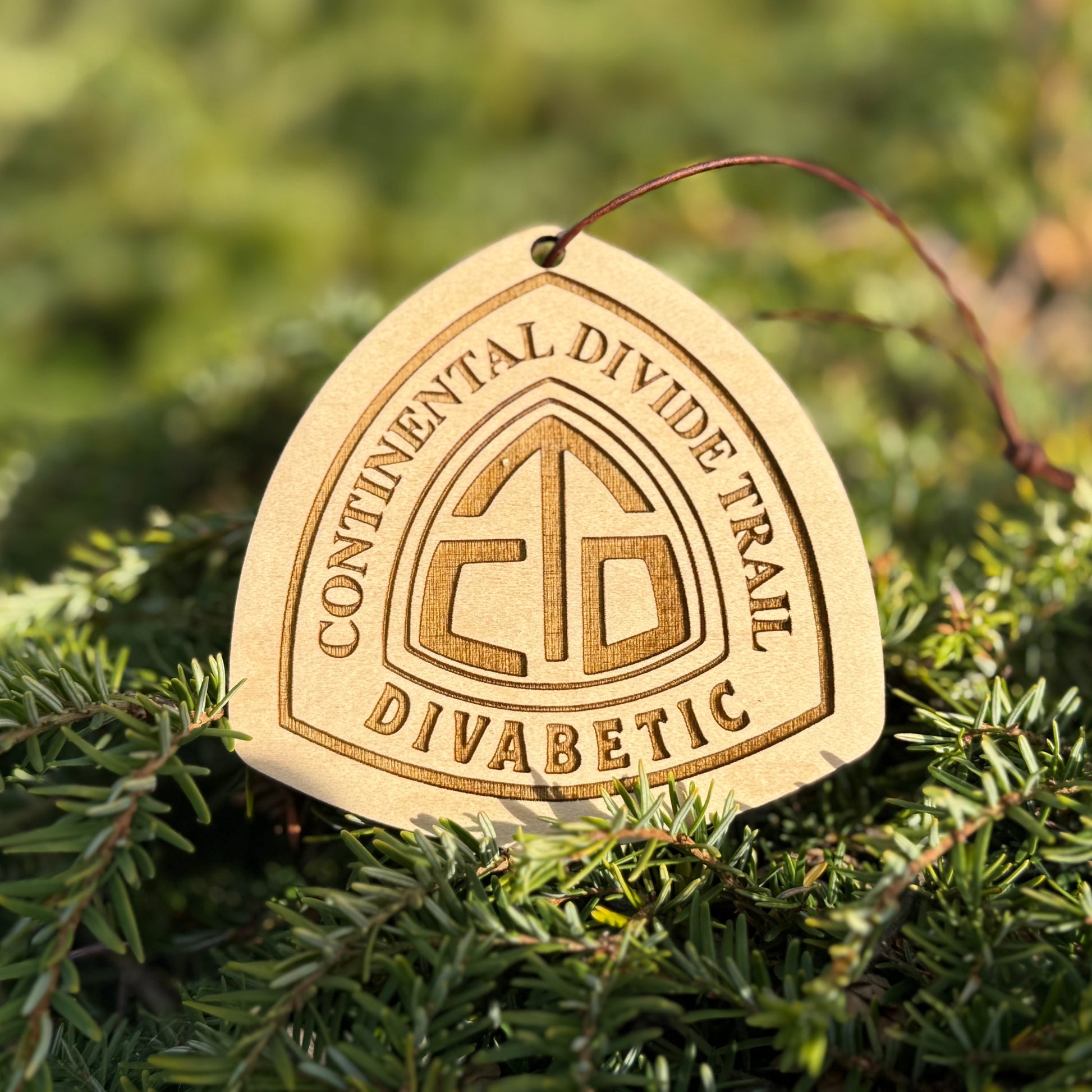 Personalized Continental Divide Trail backpack tag engraved with hiker’s trail name. Lightweight reclaimed wood gear, perfect CDT thru-hiker gift, trail angel surprise, or hiking ornament. Eco-friendly and handmade in the Pacific Northwest.