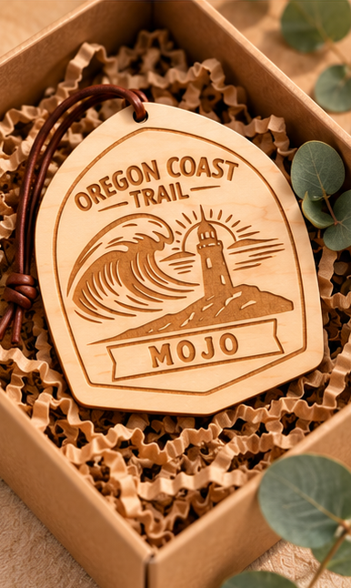 Oregon Coast Trail Wooden Hangtag – Personalized Hiking Tag