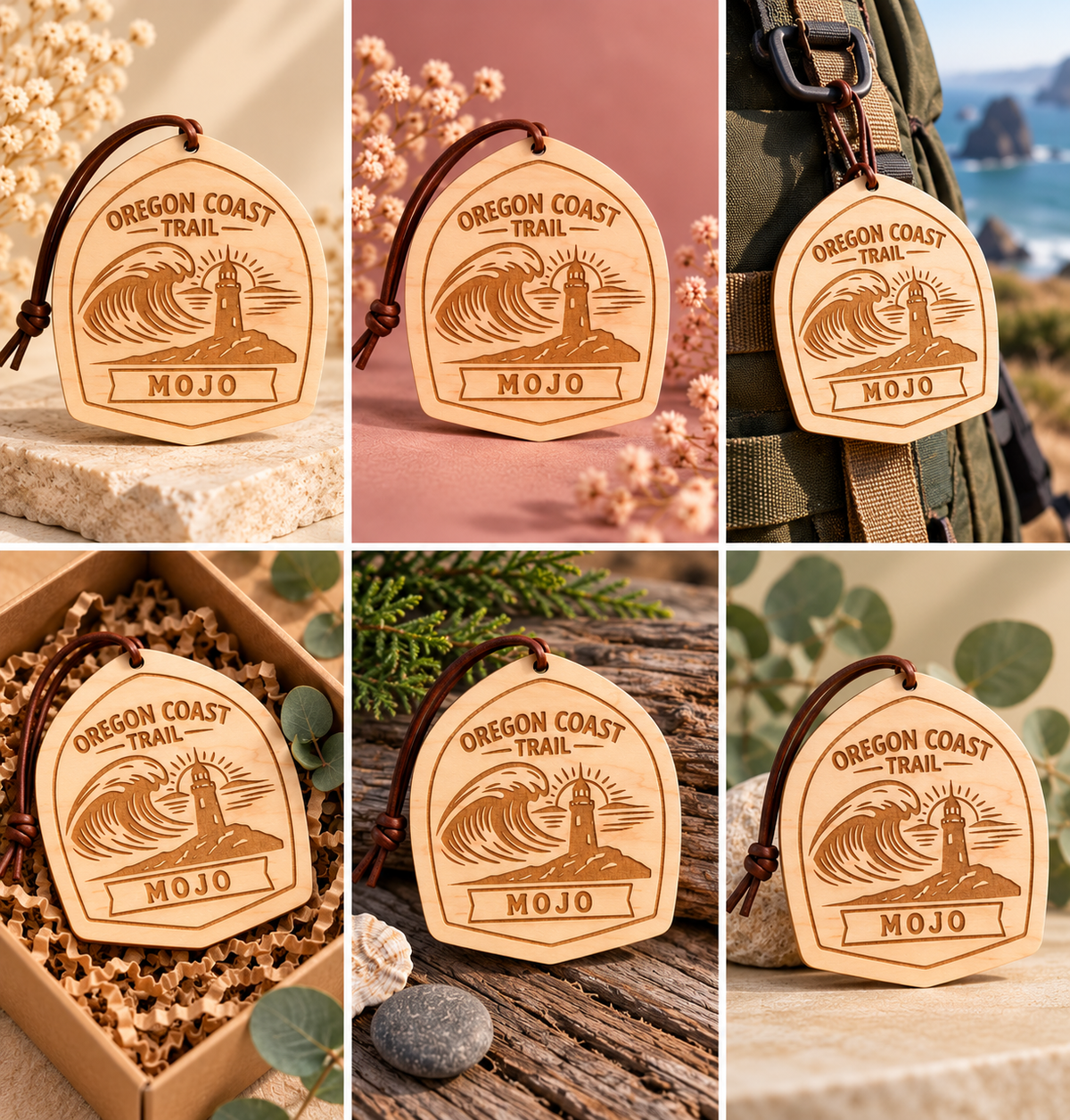 Oregon Coast Trail Wooden Hangtag – Personalized Hiking Tag