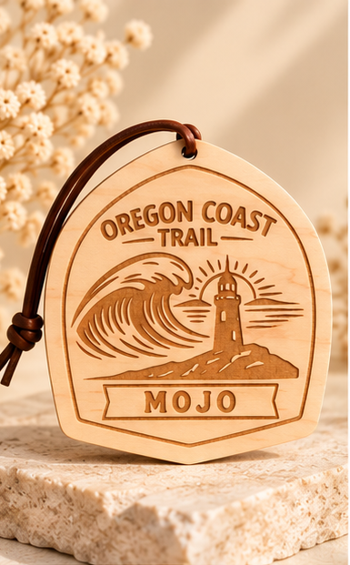 Oregon Coast Trail Wooden Hangtag – Personalized Hiking Tag
