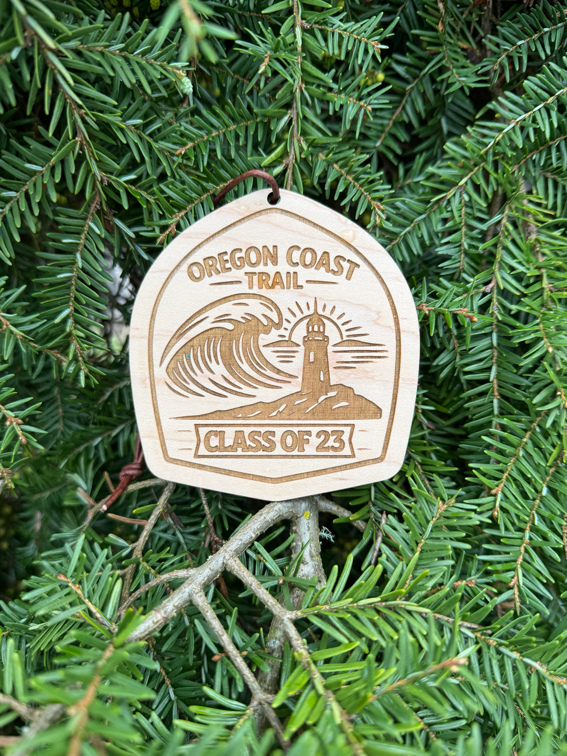 Oregon Coast Trail Wooden Hangtag – Personalized Hiking Tag