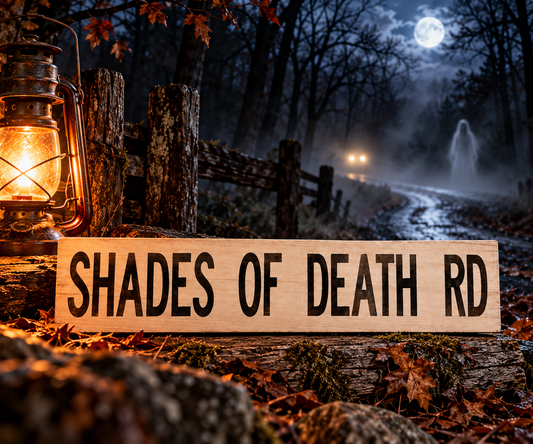 Shades of Death Road Wooden Sign