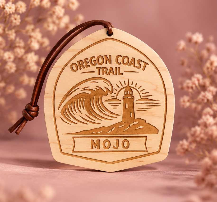 Oregon Coast Trail Wooden Hangtag – Personalized Hiking Tag