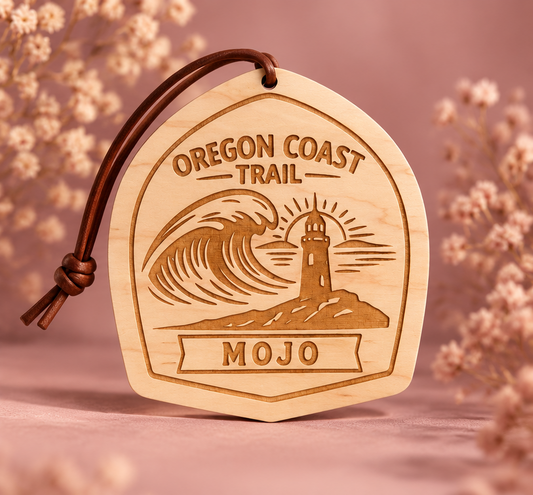 Oregon Coast Trail Wooden Hangtag – Personalized Hiking Tag