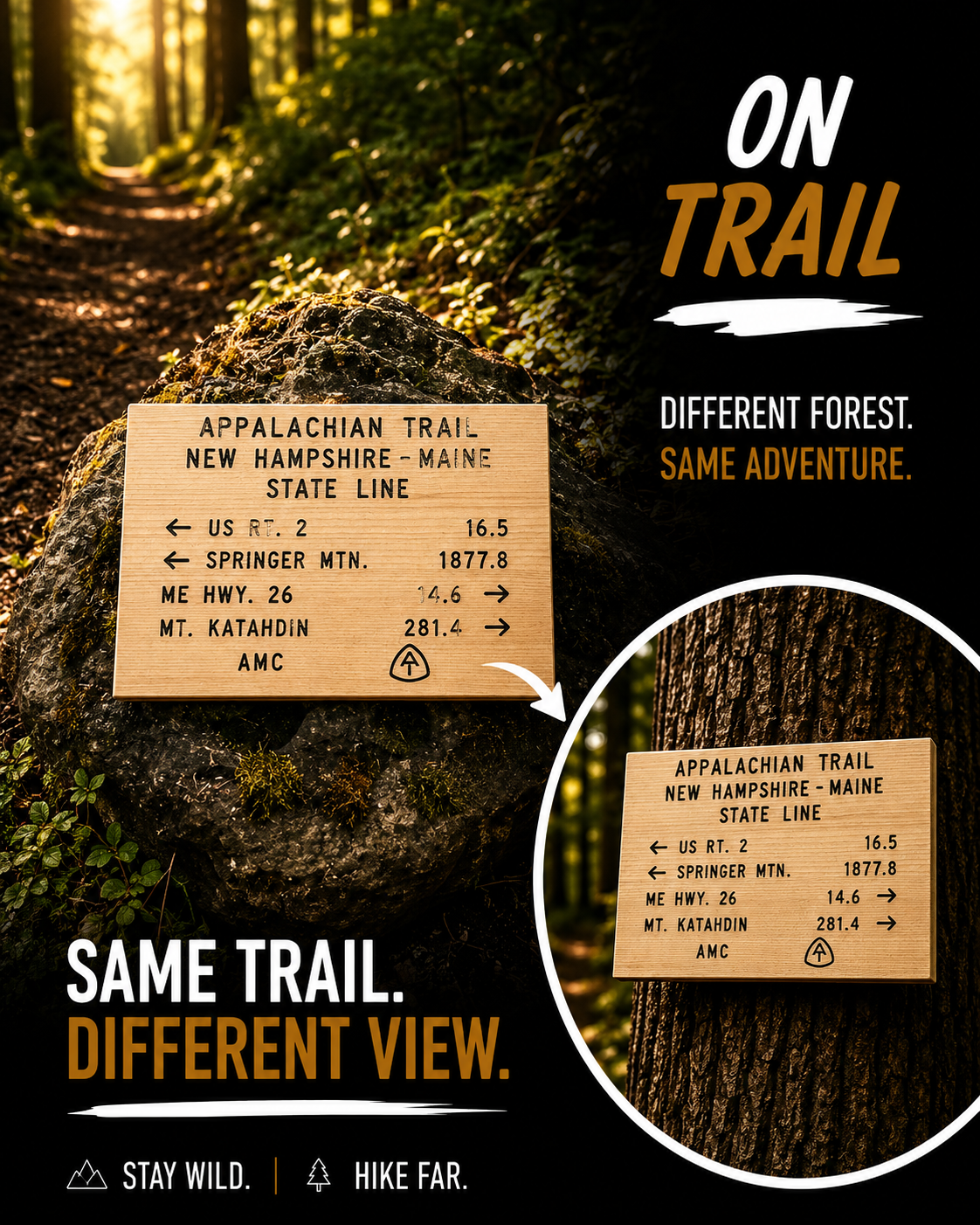 Appalachian Trail Sign – New Hampshire Maine State Line