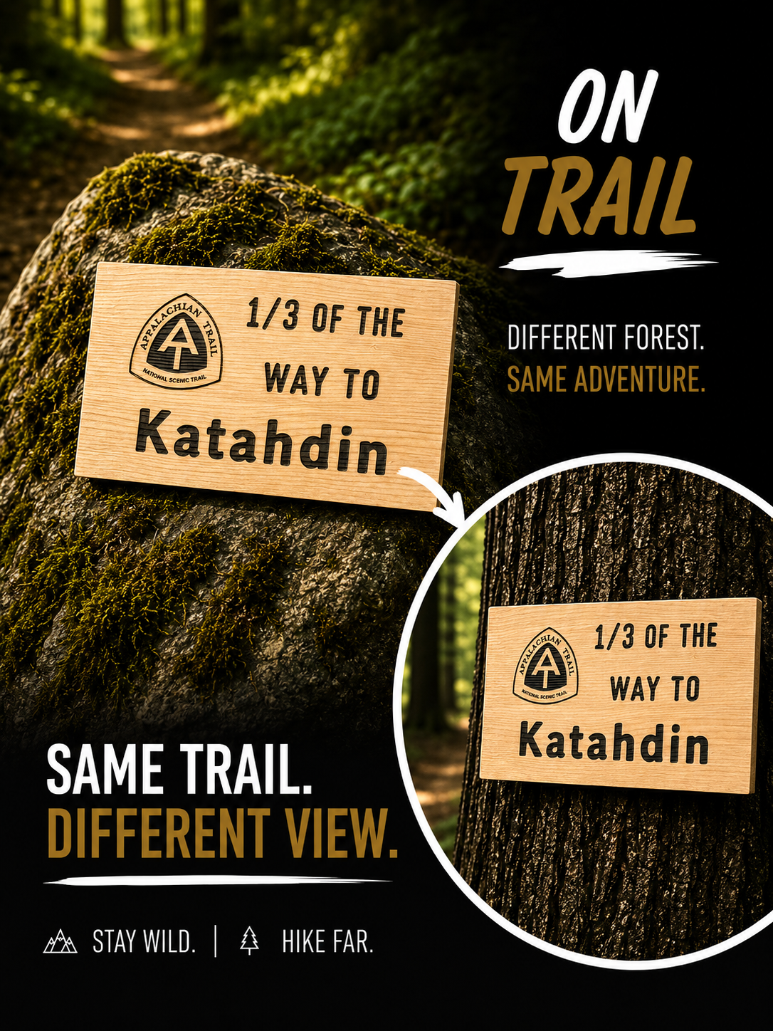 Appalachian Trail Sign – one third of the way to Katahdin