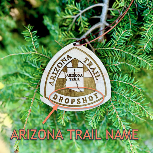 Arizona Trail trail name tag, custom wooden Arizona Trail backpack tag, personalized AZT hiker name tag, lightweight engraved wood hiking tag, thru-hiker Arizona Trail gear accessory, laser-engraved reclaimed wood AZT keepsake, rustic Arizona Trail hiker gift, Arizona Trail backpack ornament tag, eco-friendly wooden Arizona Trail trail magic gift, handmade personalized hiker trail tag for Arizona Trail
