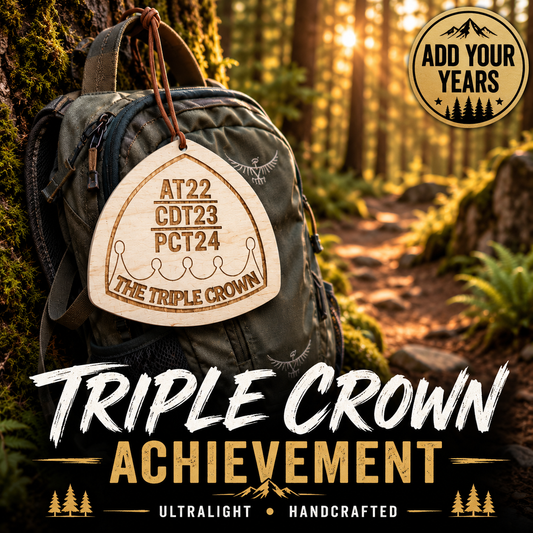 Personalized Triple Crown of Hiking Hangtag – Custom Trail Name & Completion Years – AT PCT CDT Hiker Gift