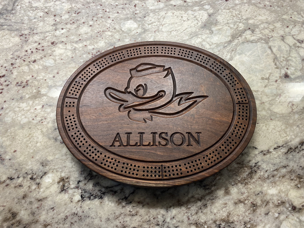 Custom Oregon Black Walnut Cribbage Board Gift - Eastman Custom Designs