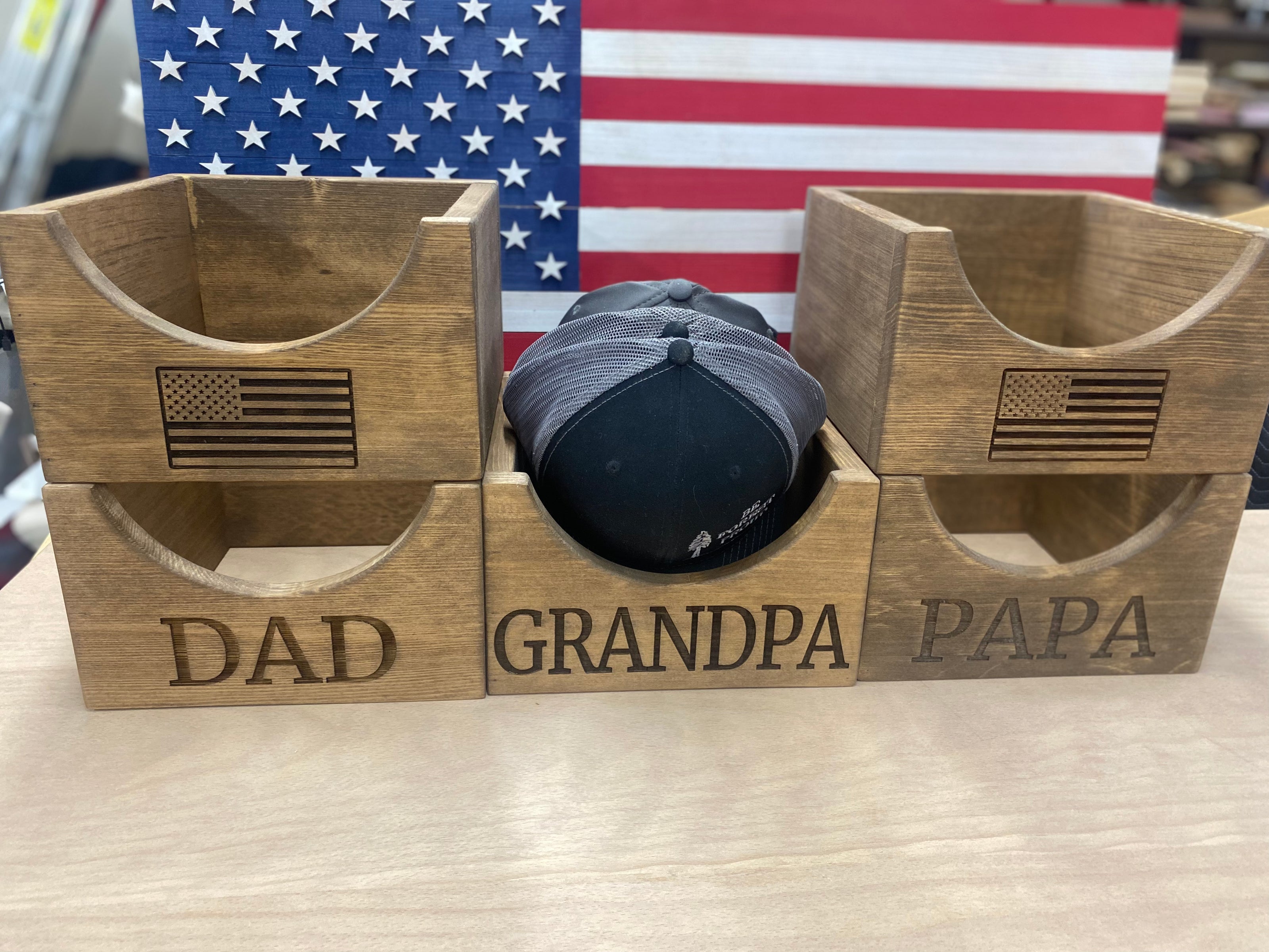 Wooden Hat Holder, Wood Hat Box, Baseball Hat Holder, Cap Organizer, Cap Stand, Personalized Hat Holder, Father's Day Gifts, Gift for Dad