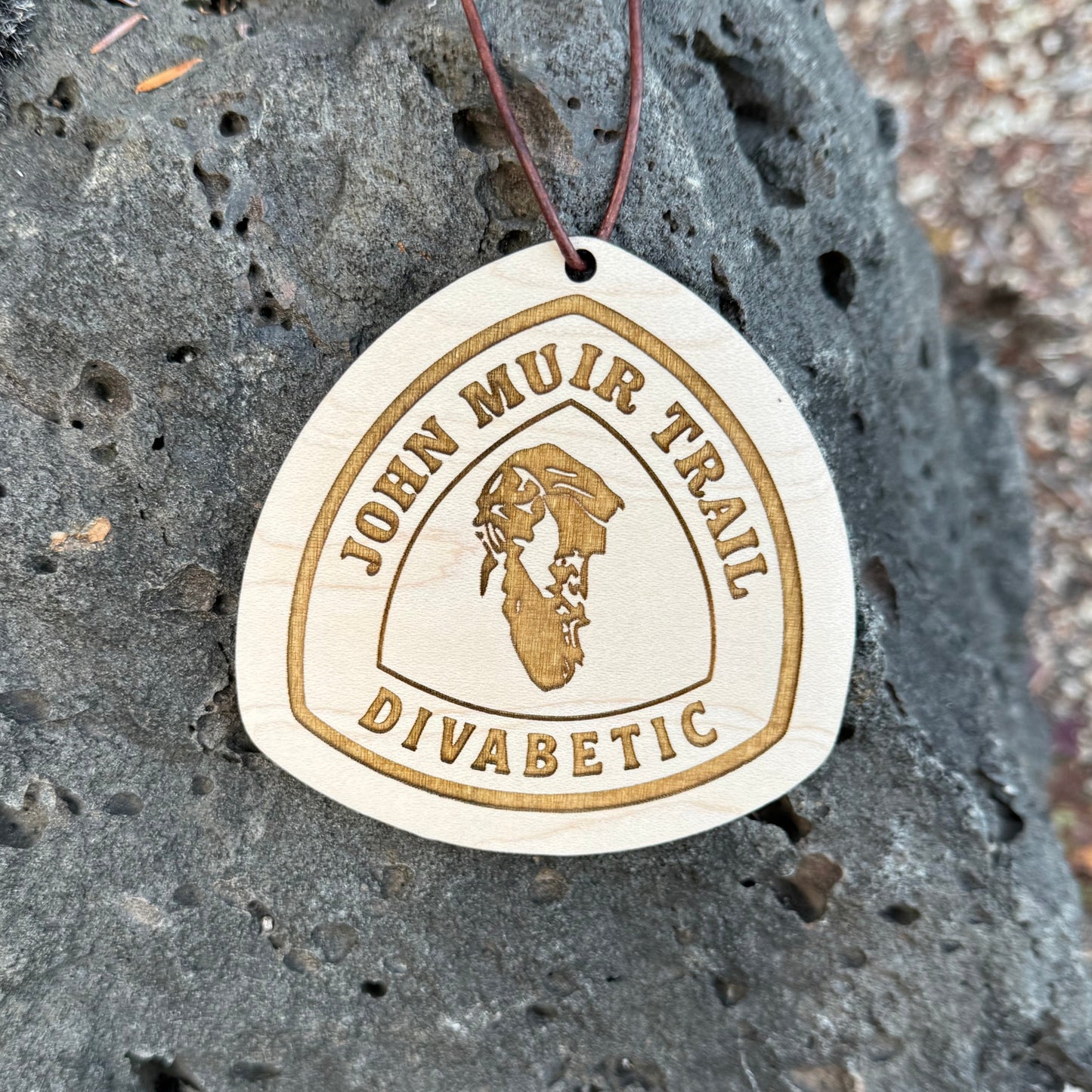 john muir trail name tag, jmt wooden hangtag, custom trail name badge jmt, john muir trail backpack tag, jmt hiking keepsake, personalized john muir trail gift, john muir trail thru hiker tag, laser engraved wood badge jmt, eco friendly hiking tag jmt, rustic wooden john muir trail ornament, jmt backpack accessory, john muir trail collectible tag, trail magic john muir trail gift