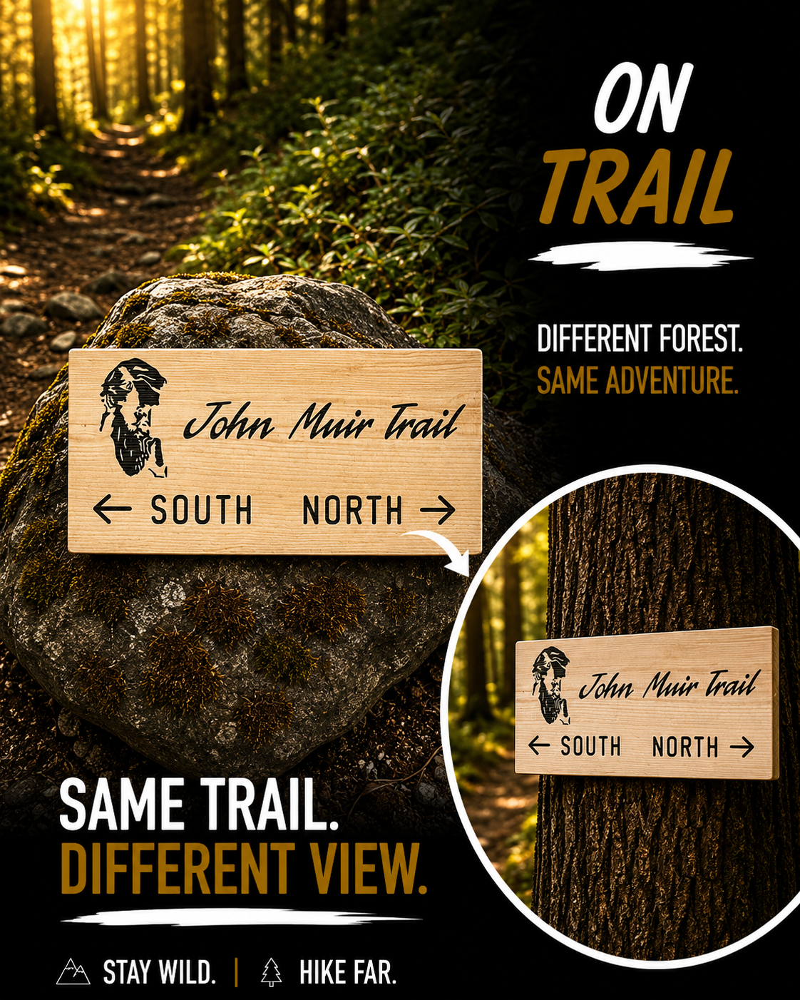 John Muir Trail Sign Hiker Gift – South and North