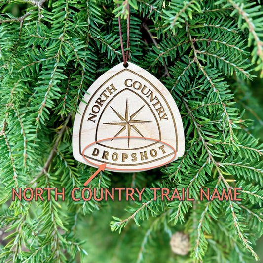 north country trail name tag personalized, custom north country trail backpack tag, engraved wooden hiking tag north country, lightweight north country trail keepsake, thru hiker gear tag north country trail, trail name tag north country ornament, rustic engraved wood tag for hikers, north country trail angel gift idea, custom backpack charm north country trail, eco friendly wooden trail name badge, unique hiking gift north country trail, north country trail souvenir tag personalized