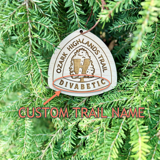 Ozark Highlands Trail Name Tag – Personalized Wooden Hiker Hangtag, Personalized Wood Hiking Badge, Ozark Highlands Trail Hiker Gift, Ultra Lightweight design, Ozark Highlands Trail Angel Gift