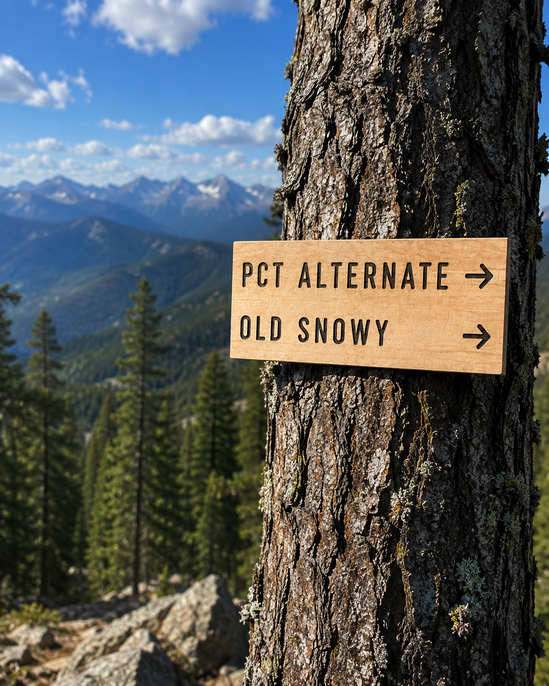 PCT Old Snowy Trail wooden sign for hiking wall decor, mountain cabin decor, adventure rooms, and Pacific Crest Trail collections