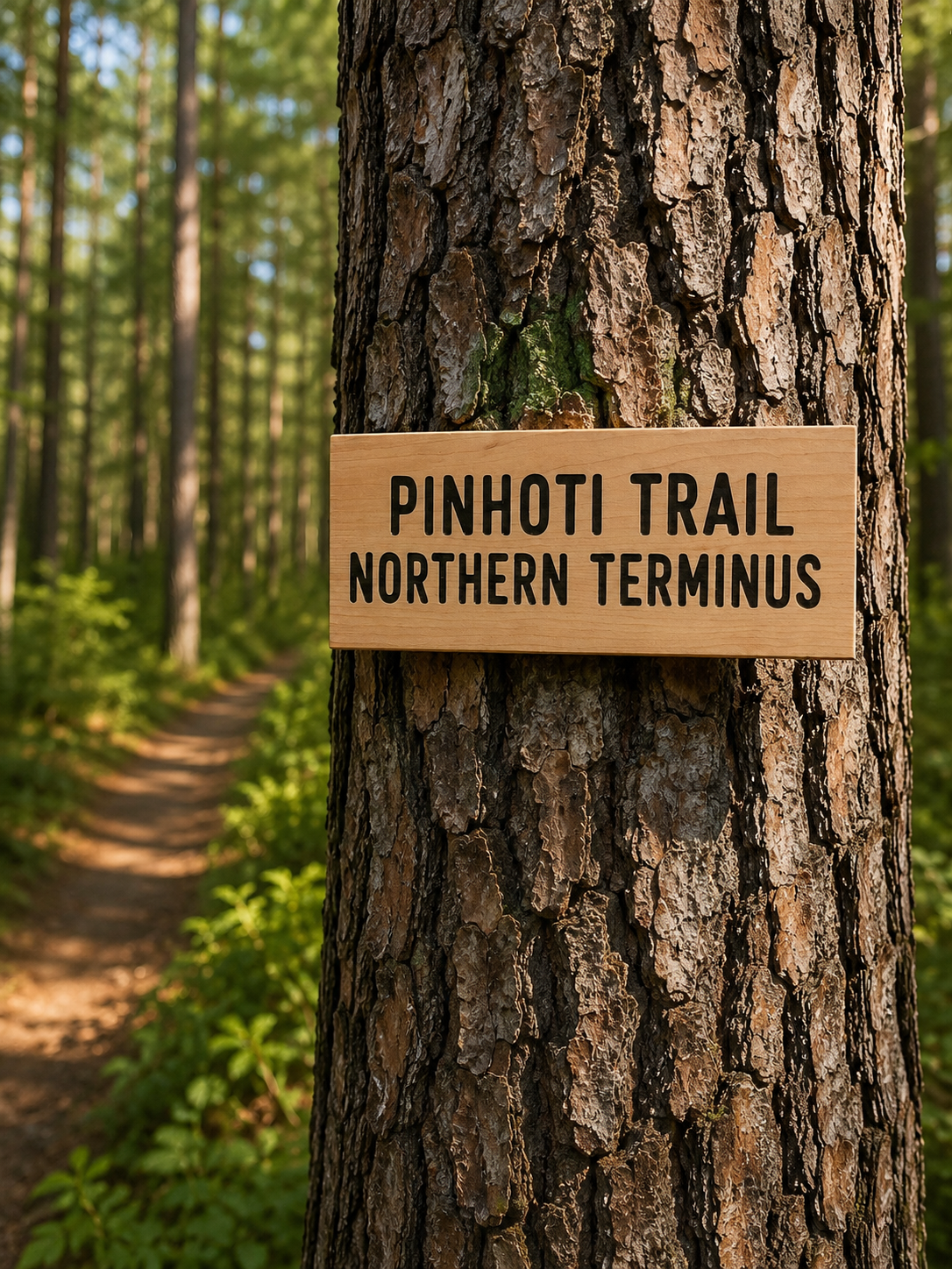 Rustic Pinhoti Trail Northern Terminus wood sign for hiking-themed home, cabin, or office decor