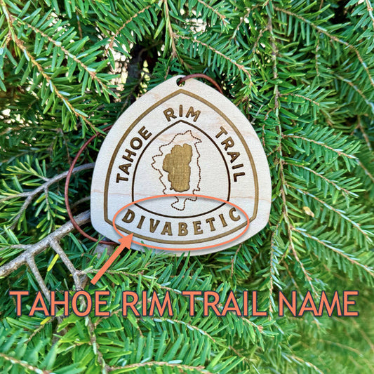 Tahoe Rim Trail trail name tag, custom wooden Tahoe Rim Trail backpack tag, personalized TRT hiker name tag, lightweight engraved wood hiking tag, thru-hiker Tahoe Rim Trail gear accessory, laser-engraved reclaimed wood Tahoe Rim Trail keepsake, rustic Tahoe Rim Trail hiker gift, Tahoe Rim Trail backpack ornament tag, eco-friendly wooden Tahoe Rim Trail trail magic gift, handmade personalized hiker trail tag for Tahoe Rim Trail