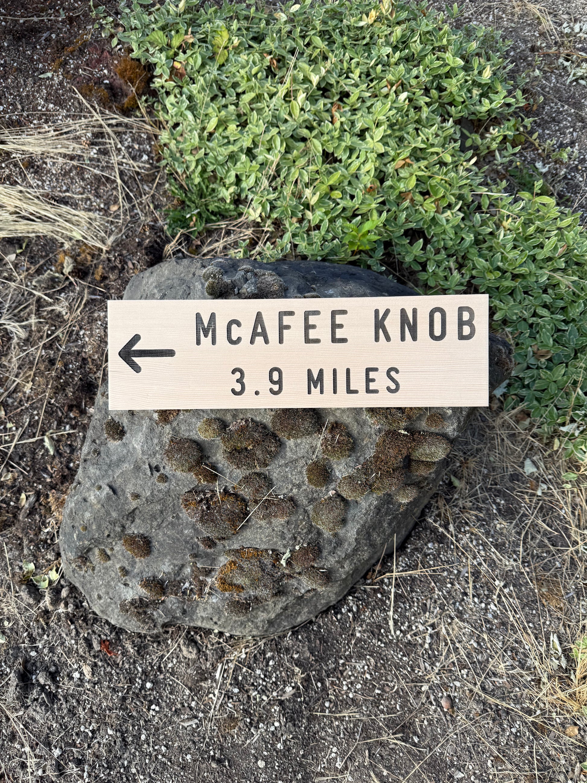 Handmade McAfee Knob sign for anyone searching for an Appalachian Trail gift, AT thru hiker gift, Virginia hiking gift, or backpacking keepsake