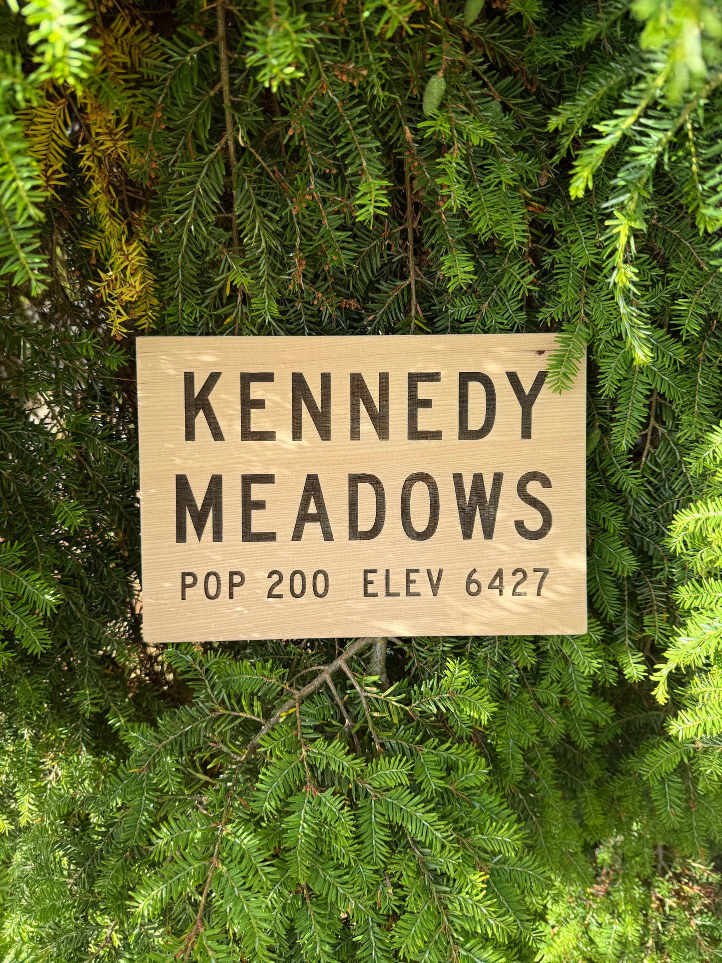 Handmade Kennedy Meadows wooden sign for anyone searching for a Pacific Crest Trail gift, PCT thru hiker gift, or unique backpacking keepsake