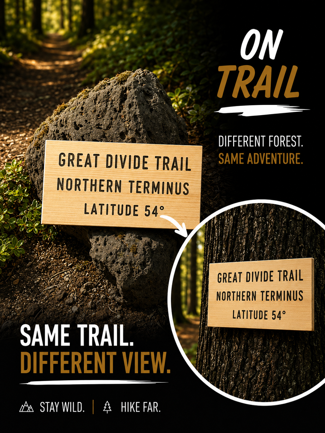 Collectible Great Divide Trail Northern Terminus sign inspired by one of North America's premier long-distance hiking trails