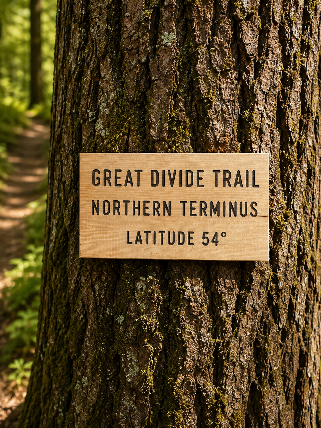 Rustic Great Divide Trail Northern Terminus wood sign for hiking-themed home, cabin, or office decor