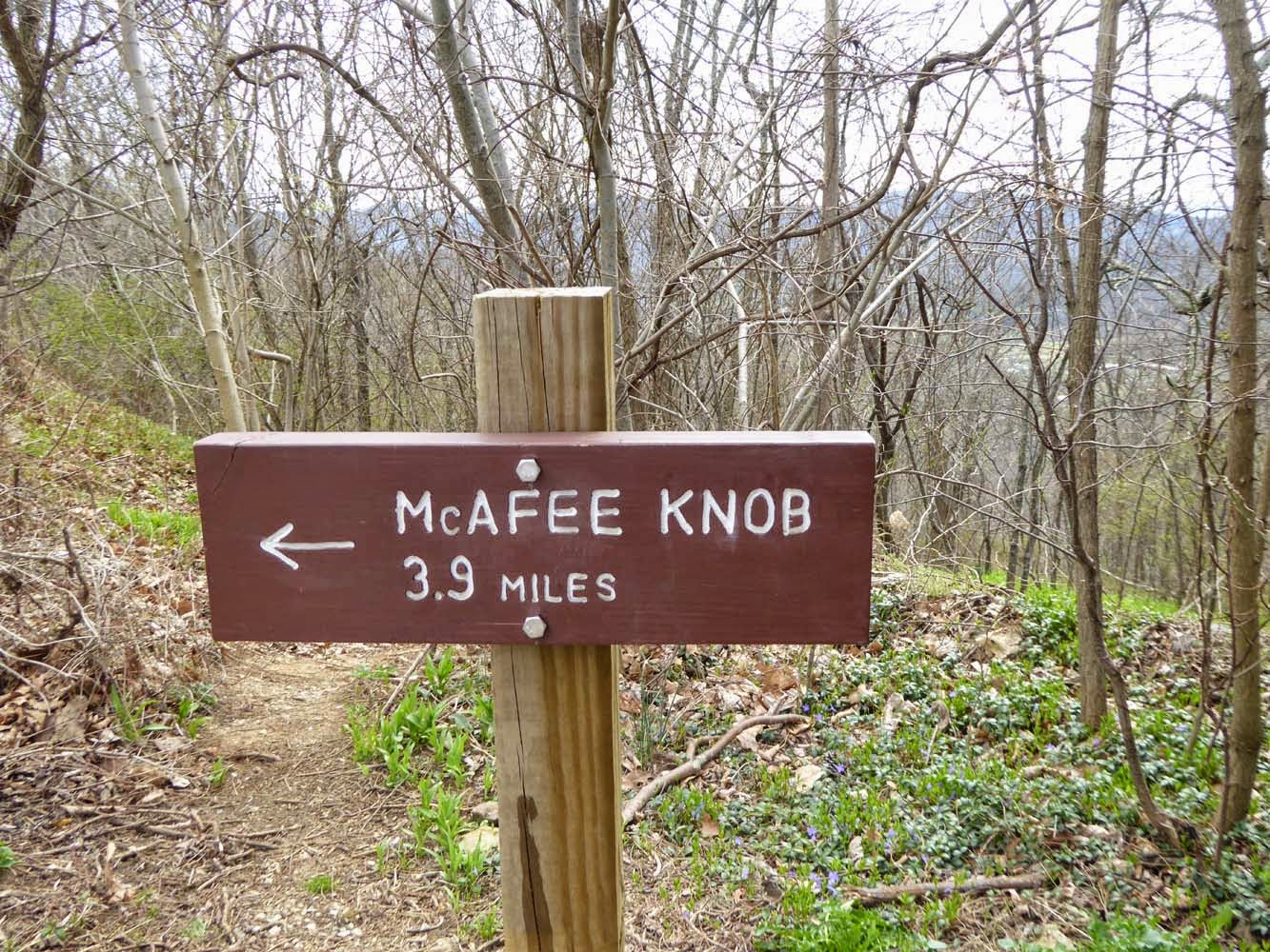 McAfee Knob wooden trail sign for hiking wall decor, mountain cabin decor, adventure rooms, and Appalachian Trail collections