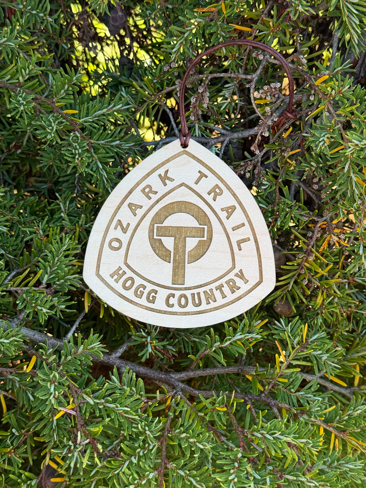 Personalized Ozark Trail Missouri backpack tag made from reclaimed wood for thru-hikers, section hikers and trail lovers