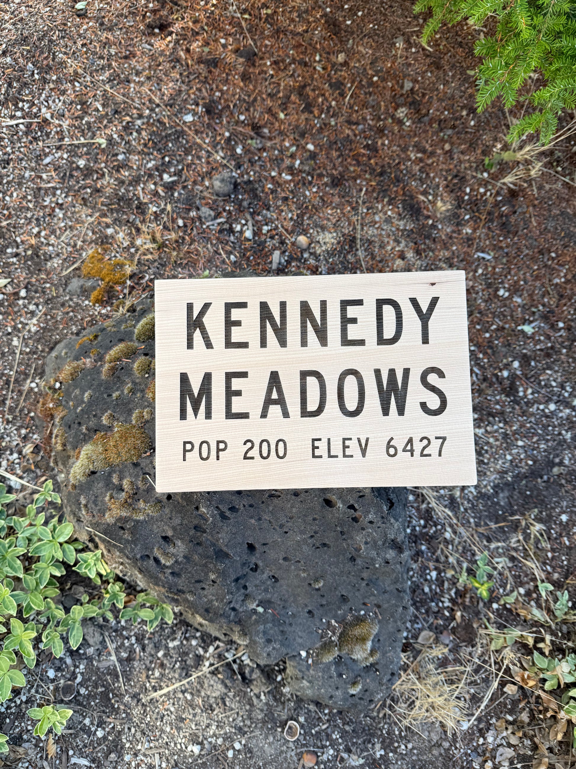 Pacific Crest Trail Kennedy Meadows memorabilia sign for PCT hikers, trail collectors, and long-distance backpacking enthusiasts