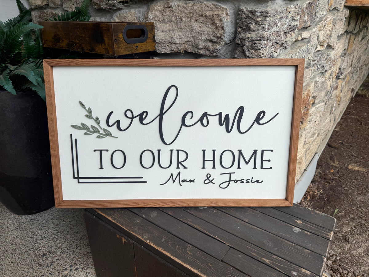 Personalized wood welcome home sign with custom names, a thoughtful Realtor closing gift