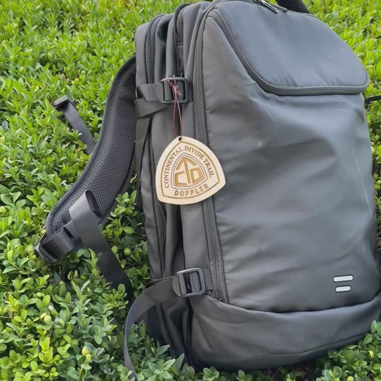 Personalized Continental Divide Trail backpack tag engraved with hiker’s trail name. Lightweight reclaimed wood gear, perfect CDT thru-hiker gift, trail angel surprise, or hiking ornament. Eco-friendly and handmade in the Pacific Northwest.