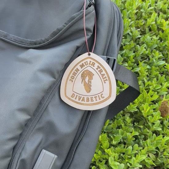john muir trail name tag, jmt wooden hangtag, custom trail name badge jmt, john muir trail backpack tag, jmt hiking keepsake, personalized john muir trail gift, john muir trail thru hiker tag, laser engraved wood badge jmt, eco friendly hiking tag jmt, rustic wooden john muir trail ornament, jmt backpack accessory, john muir trail collectible tag, trail magic john muir trail gift